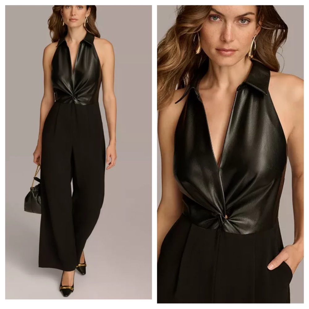 Donna Karan New York Mixed-Media Jumpsuit